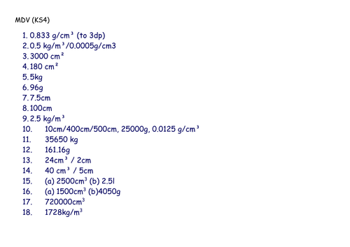 Mass, Density, Volume Relay