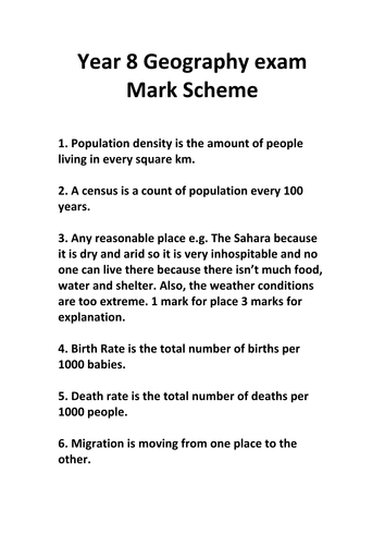 year 8 geography exam teaching resources