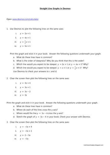 Linear Graphs in Desmos