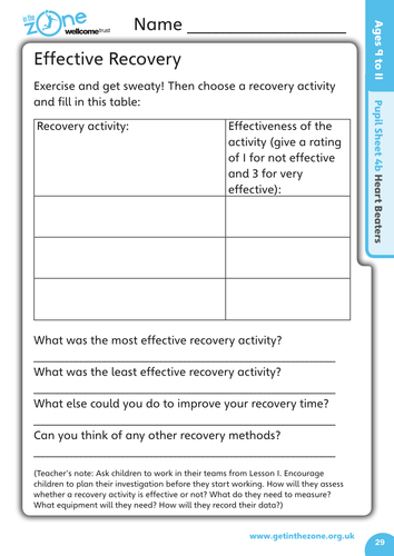 Pupil sheet 4b - Effective Recovery