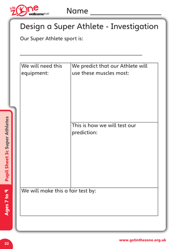 Pupil sheet 3c - Design a Super Athlete