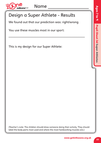 Pupil sheet 3d - Design a Super Athlete: Results