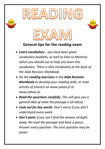 GCSE MFL Reading and Listening Tips Teaching Resources