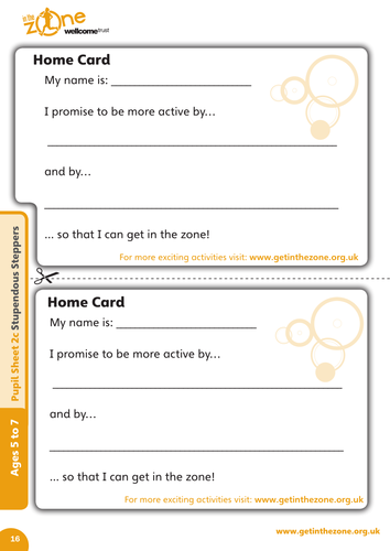 Stupendous Steppers Home Activity Card