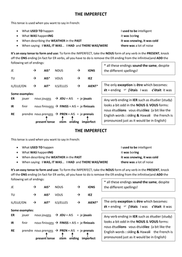 Imperfect tense in French