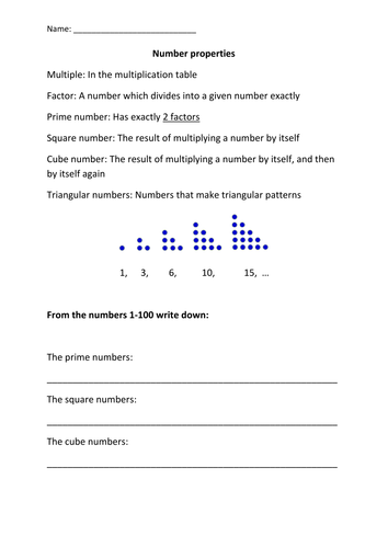 Number properties worksheet | Teaching Resources