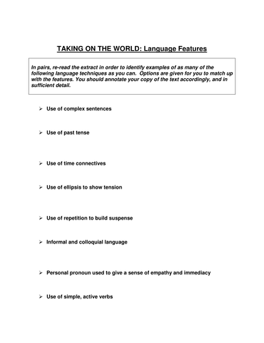 Taking on the World (IGCSE Anthology)