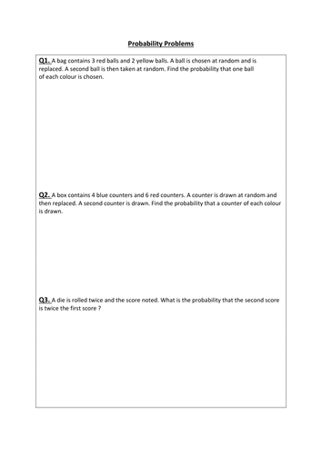 Probability Trees Worksheets (Conditional and Non)