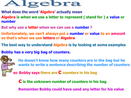Introduction to algebra - simple expressions