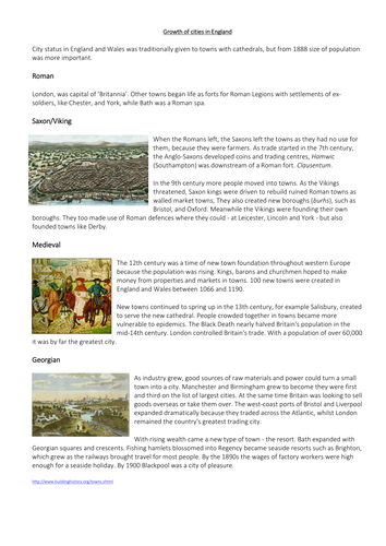 Settlement - Growth of English Cities