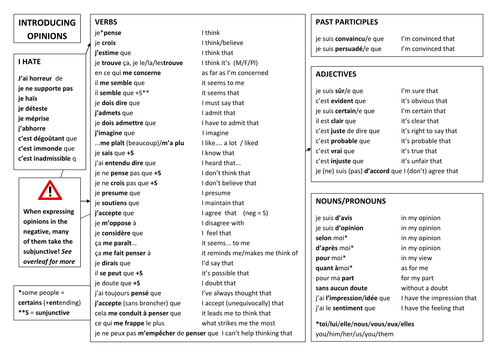giving opinions in French at KS4