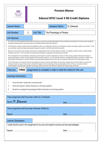 Updated BTEC Assignment Briefs