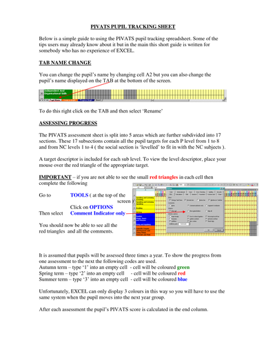 PIVAT Pupil Tracking Spreadsheet