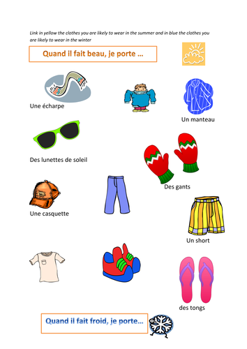 clothes matching with weather teaching resources