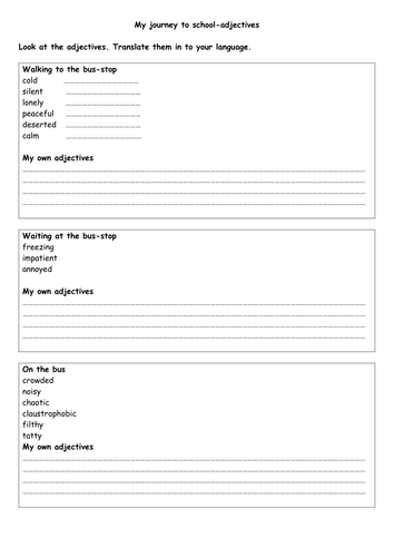 Descriptive writing worksheets pdf picture