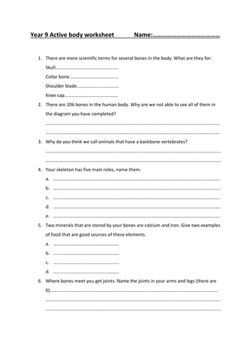 Active body worksheet