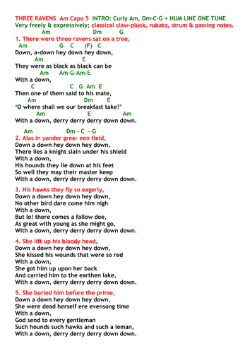 THE THREE RAVENS - TRADITIONAL BALLAD