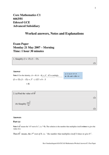 C1 May 2007 Worked Exam Questions