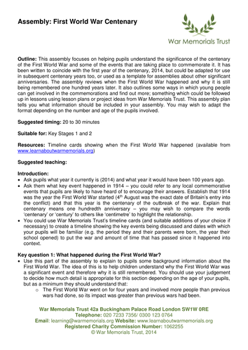 First World War Centenary assembly