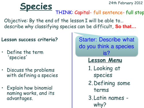 Edexcel B1.3 Species