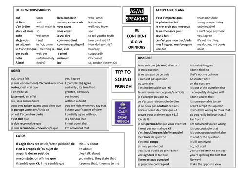 French speaking mat for A Level