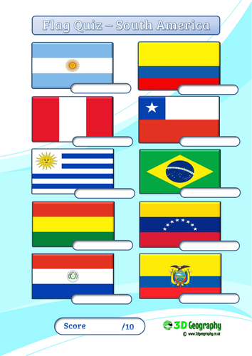 Flag quiz South America by idj Teaching Resources Tes