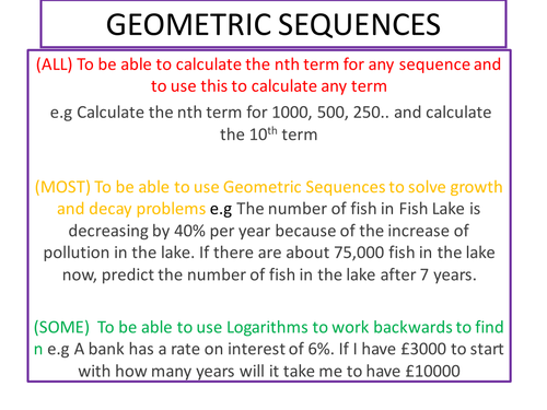 Geometric Series | Teaching Resources