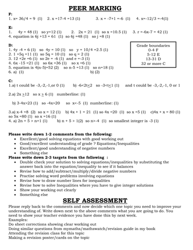 Foundation Equations  & Inequalities assessment