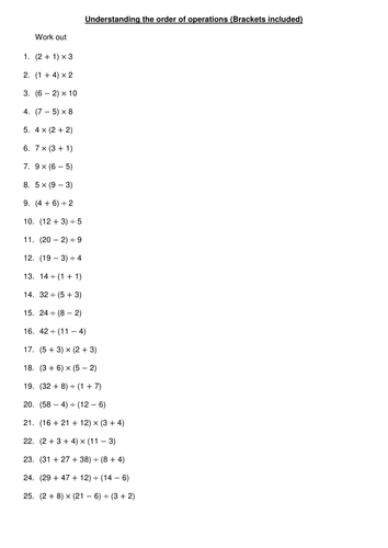 maths worksheet number operations using bidmas by janperr teaching