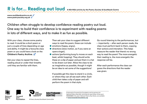 National Poetry Day 2014 primary resource