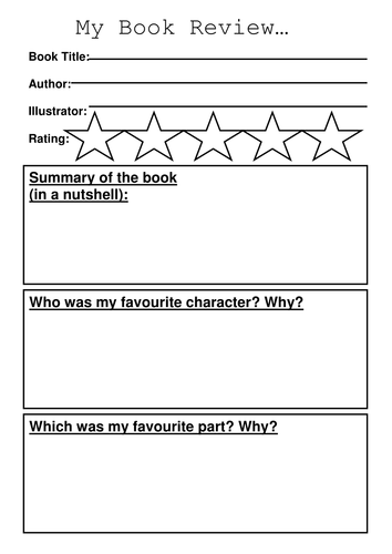 book review template ks3 printable