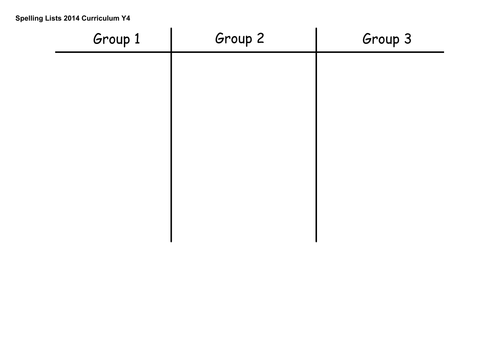 Spelling Lists - 2014 Curriculum Y4 (or 3) Words