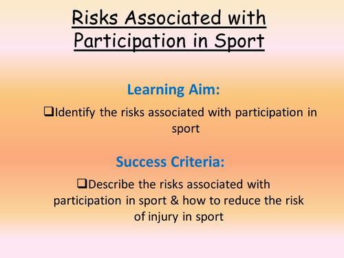 Risks associated with Sports Participation
