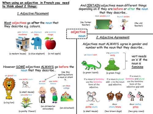 Adjectival Agreement and Position Cheat Sheet