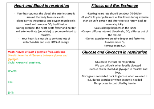 Aerobic respiration and exercise