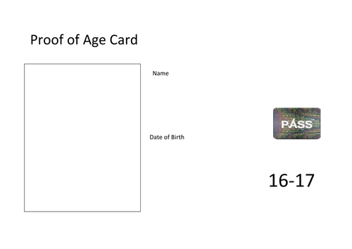 Proof of Age Cards worksheet