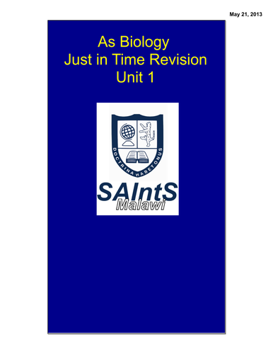 Edexcel AS Biology Unit 1 - Just in time revision