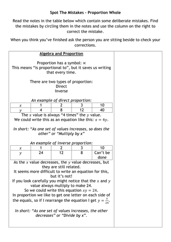 Spot The Mistakes - Proportion