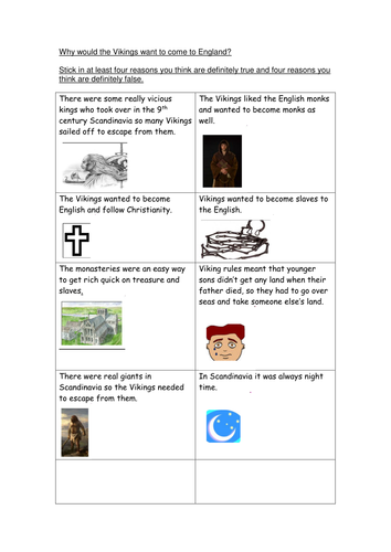 Vikings sort true/false reasons for invading fun!