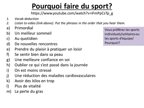 Pourquoi faire du sport?