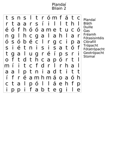 Plandai Wordsearch Teaching Resources