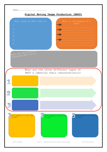 Digital Moving Image Production - Task Sheet