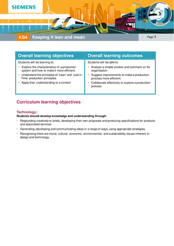 KS4 Activity 'Production systems' Siemens Education