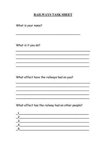 Railways Role Play Activity