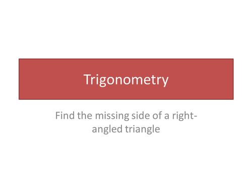 Trigonometry sohcahtoa missing side worked example