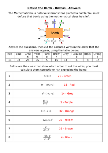 Defuse The Bomb - Bidmas