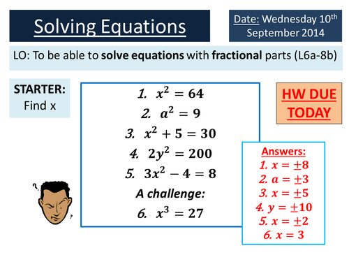 Ks3 4 Solving Equations With Fractions By Ryangoldspink Teaching