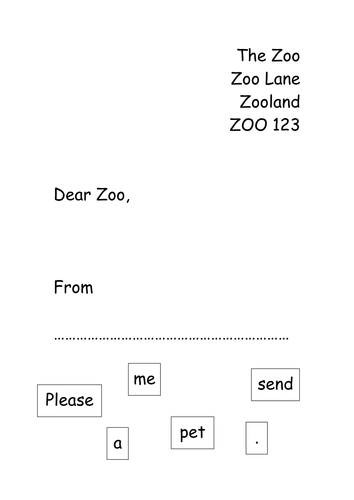 template letter kindergarten Teaching Zoo Dear frames by writing NatalieHutchinson88