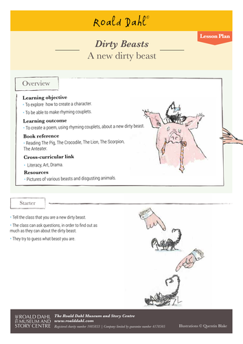 Roald Dahl's 'Dirty Beasts' - Lesson Plan