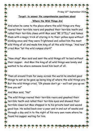 Where the Wild Things Are Comprehension Y1/ Y2